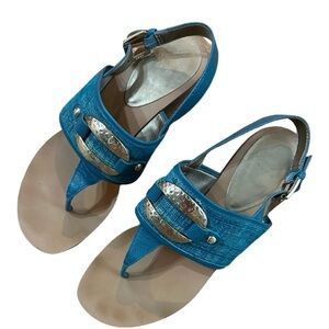 Circa Joan & David Blue Leather Sandals - Size 7